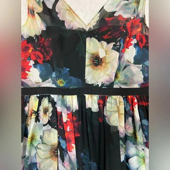 Maggy London v neck floral midi dress Sz 4 - Picture 5 of 12